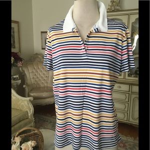 Lands End short sleeve multi striped top Sz  L. B:1060 7/14/26